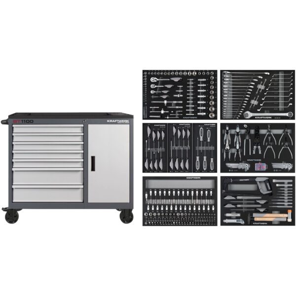 KRAFTWERK BASIC LINE Werkstattwagen BT1100 – 300-tlg. | 7 Schubladen Made in Germany mit Jahren Garantie - KW-102.317.100