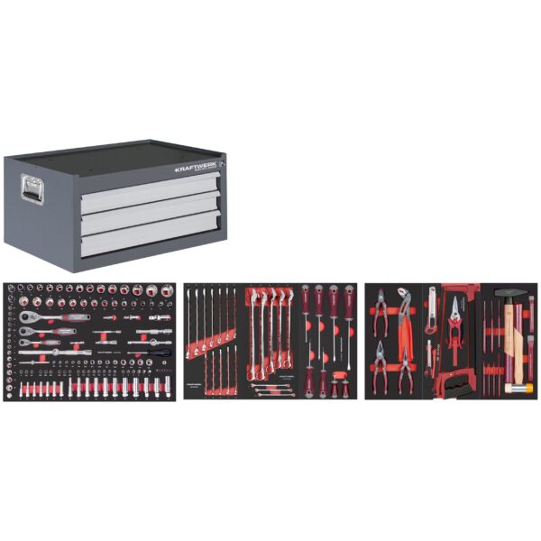 KRAFTWERK BT LINE Werkzeugtruhe BT700 – 3 Schubladen 189-tlg. Made in Germany - KW-102.350.516