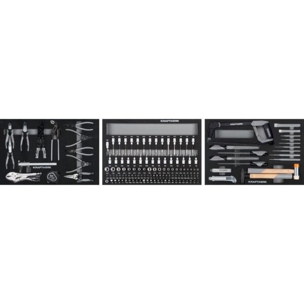 KRAFTWERK BASIC LINE EVA Werkzeug-Zusammenstellung – 147-tlg. Werkzeugsatz in 3 EVA-Einlagen (60x40 cm) - KW-105.103.003