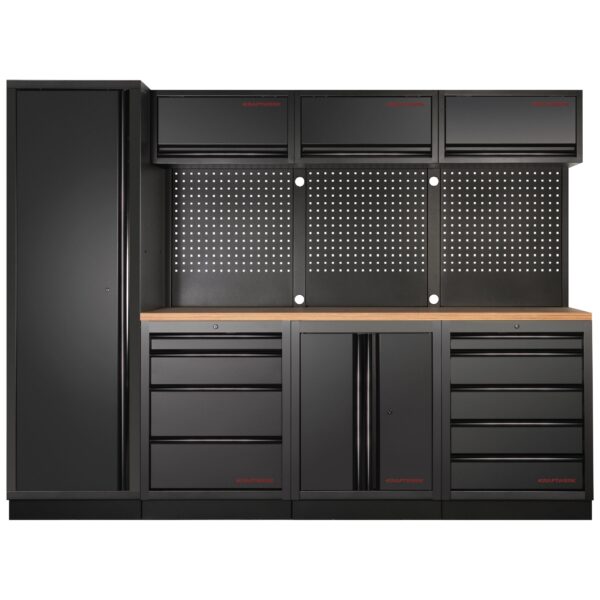 KRAFTWERK MOBILIO – 4er Kombi mit Lochwand & Multiplexplatte, HxBxT 2000×2640×488 mm - KW-3964B-BLK