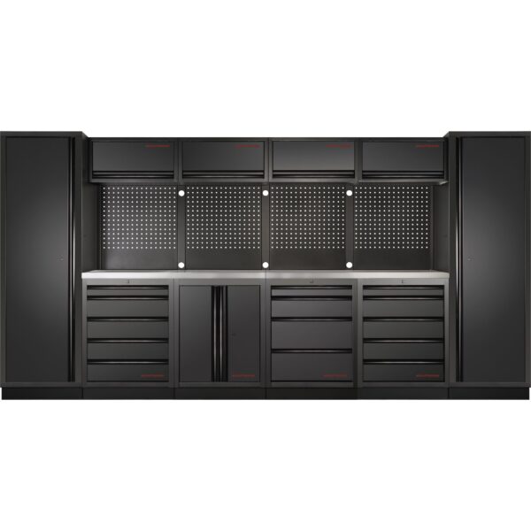 KRAFTWERK MOBILIO 6er Komplett-Kombi mit Lochwand – Edelstahl 430, modular & freistehend, 3920 mm Breite - KW-3964C-BLK-IX