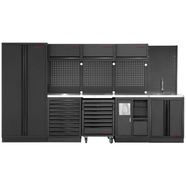 KRAFTWERK MOBILIO SANITORY 4er Werkbank-Kombi – Edelstahl 430 & modulare Profi-Ausstattung - KW-3964D-BLK-IX-SANA