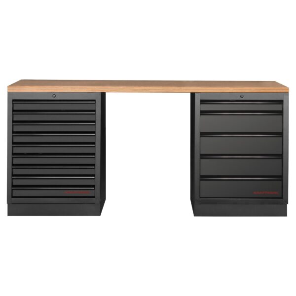 KRAFTWERK 3964K-905 Mobilio 3er Kombi Standard – Multiplex-Arbeitsplatte, 5 & 9 Schubladen, 2040 mm - KW-3964K-BLK-007