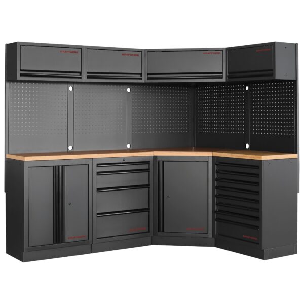 KRAFTWERK MOBILIO 4er Werkstatt-Kombination mit Eckmodul, Buche Multiplex - KW-3964N-BLK