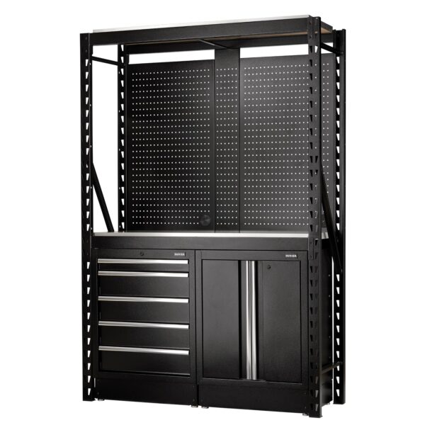 BUNKER Modular Regalsystem Combo Werkstatteinrichtung Regal Werkbank mit Edelstahl-Arbeitsplatte - 15-teilig - D27972