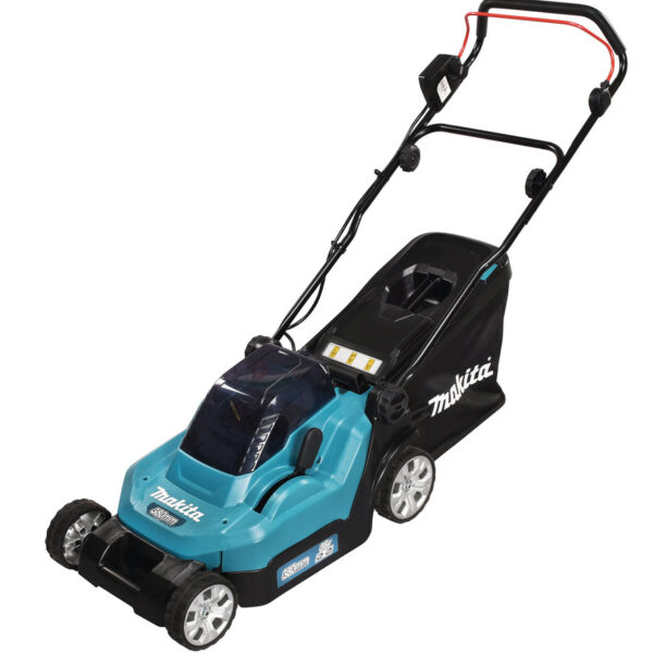 Makita Akku-Rasenmäher 2x18 V mit Kunststoffdeck – 38 cm Schnittbreite inkl. Ladegerät & Akkus - DLM382PM2