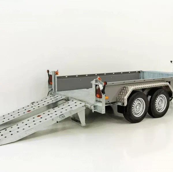 Vezeko Baumaschinenanhänger BA 175x360cm 3,5t|SB|Schwenk-Rampen|grau
