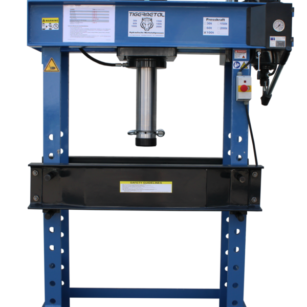 Tigermetal Hydraulische Werkstattpresse 200 Tonnen mit elektrischer Pumpe und Regelventil - TMWH200