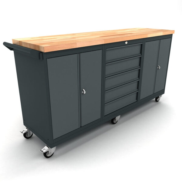 TOOLBOX4YOU Bullram Mobile Werkbank mit 2x Türenschrank und 1x 5 Schubladenschrank, 186cm – WBG186M01