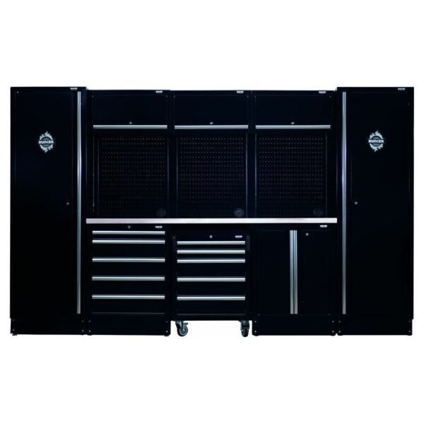 BUNKER 3240mm Modulare Werkstatteinrichtung Werkbank mit Edelstahl-Arbeitsplatte - 16-teilig - D04402