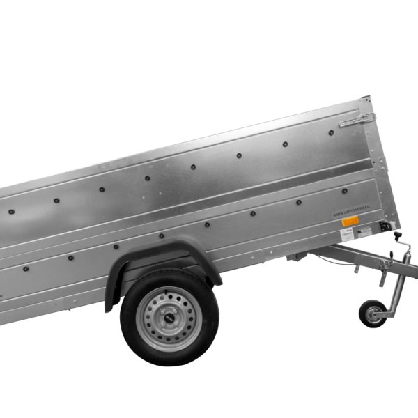 Einachsanhänger auf Federn 264×125 UNITRAILER GARDEN 264/R KIPP mit BIS-Seiten, H-0-Rahmen und grauer Plane