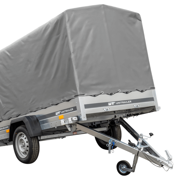 PKW Anhänger 230×125 Garden Trailer 230 KIPP Unitrailer 750 kg mit Stützrad, 110 cm hoher Plane und Hochspriegel