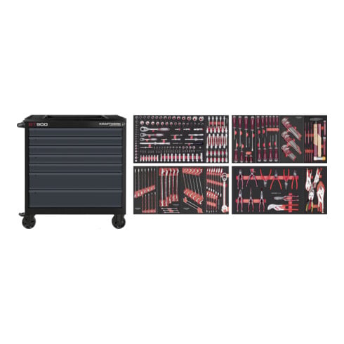 KRAFTWERK BT900 Werkstattwagen – 272-tlg. Profi-Komplettsystem, 7 Schubladen, anthrazit Made in Germany mit 7 Jahren Garantie - KW-102.217.203